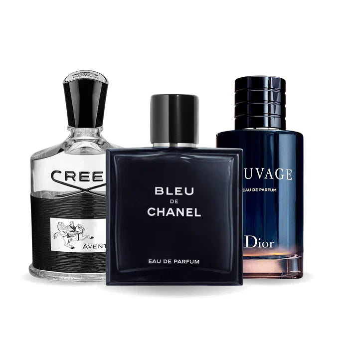 3er-Pack Parfums: Creed AVENTUS, BLEU DE CHANEL & Dior SAUVAGE – 100 ml