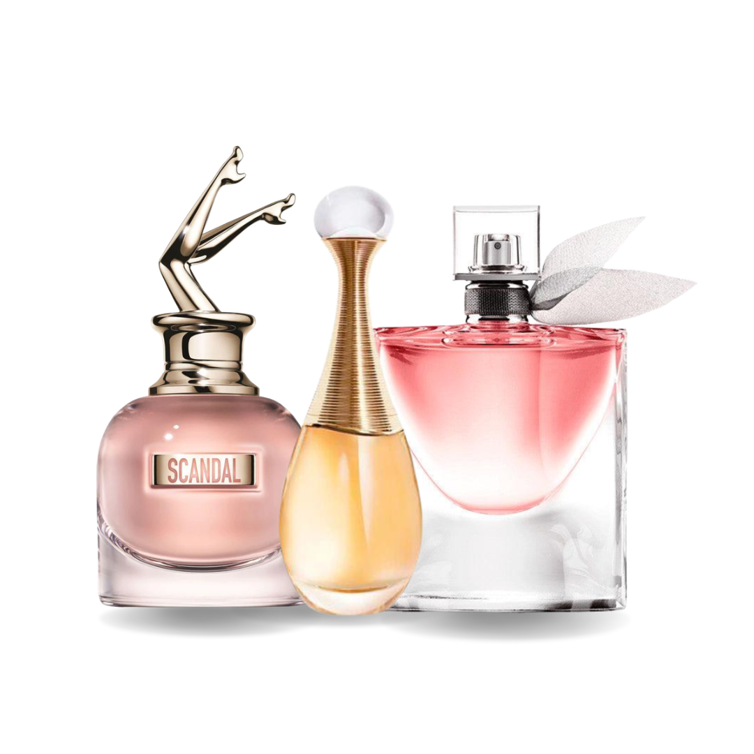 3er-Pack Parfums: SCANDAL, J’ADORE & LA VIE EST BELLE – 100 ml