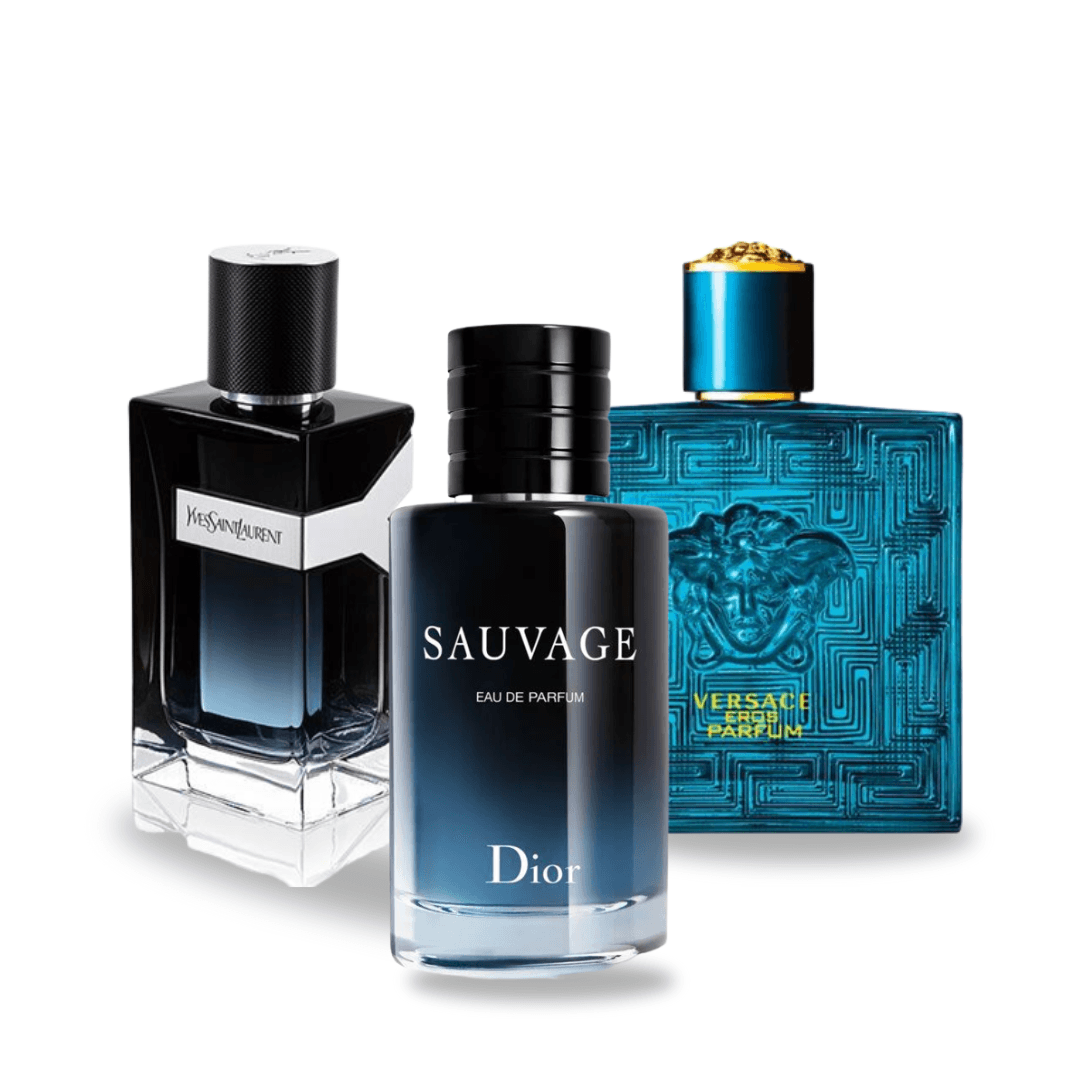 3er-Pack Parfums: DIOR SAUVAGE, Y MEN & VERSACE EROS – 100 ml