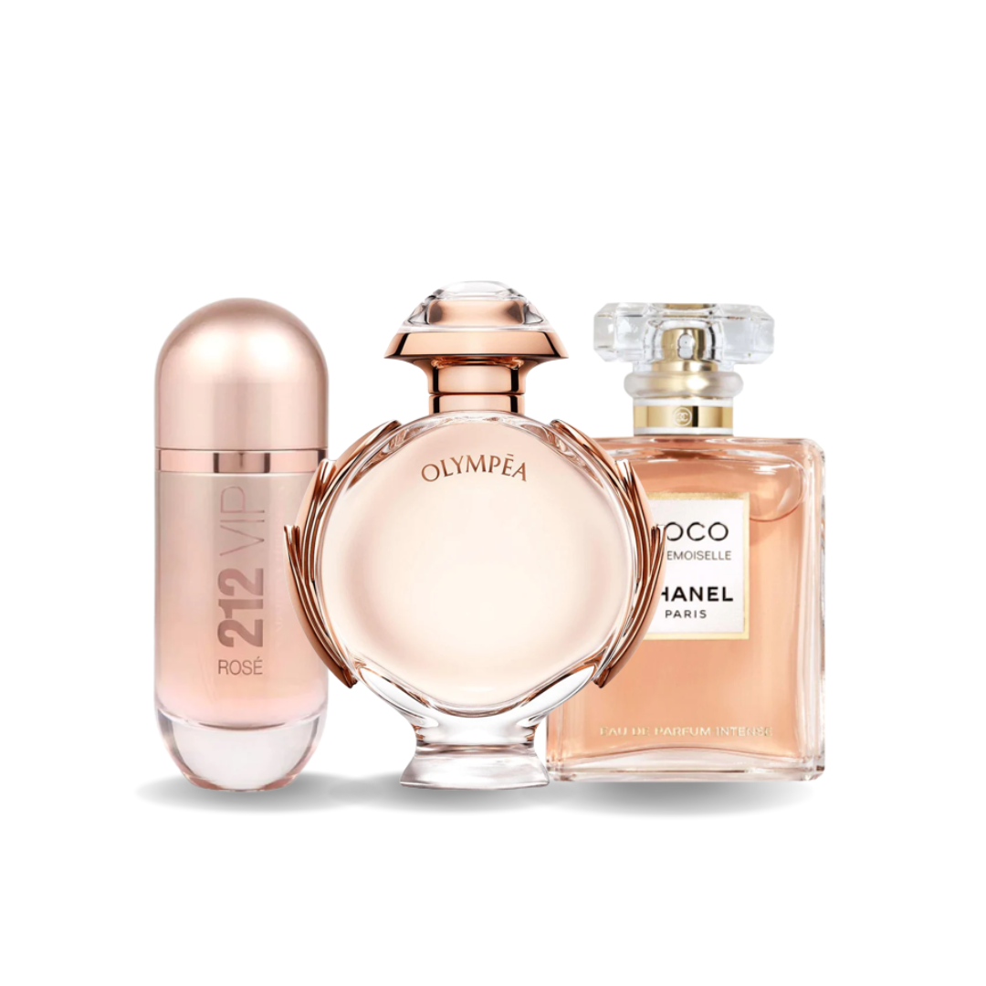 3er-Pack Parfums: 212 VIP ROSÉ, OLYMPÉA & COCO MADEMOISELLE – 100 ml
