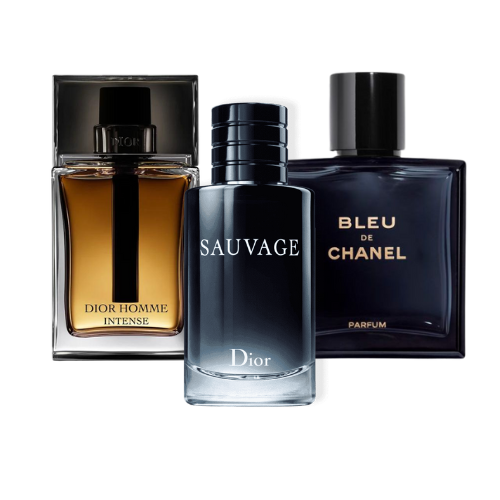 3er-Pack Parfums: Dior SAUVAGE, BLEU DE CHANEL & DIOR HOMME INTENSE – 100 ml