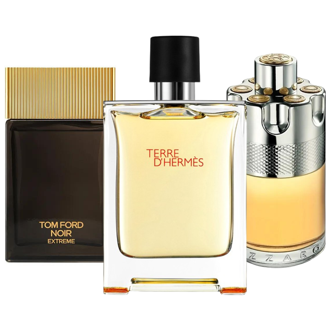 3er-Pack Parfums: TERRE D’HERMÈS, AZZARO WANTED & NOIR EXTREME – 100 ml