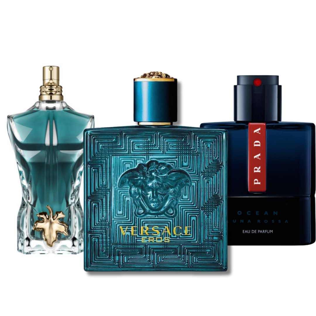 3er-Pack Parfums: PRADA LUNA ROSSA, VERSACE EROS & LE BEAU – 100 ml