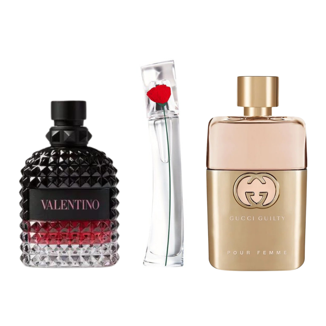 3er-Pack Parfums: GUCCI GUILTY, VALENTINO INTENSE & FLOWER BY KENZO – 100 ml