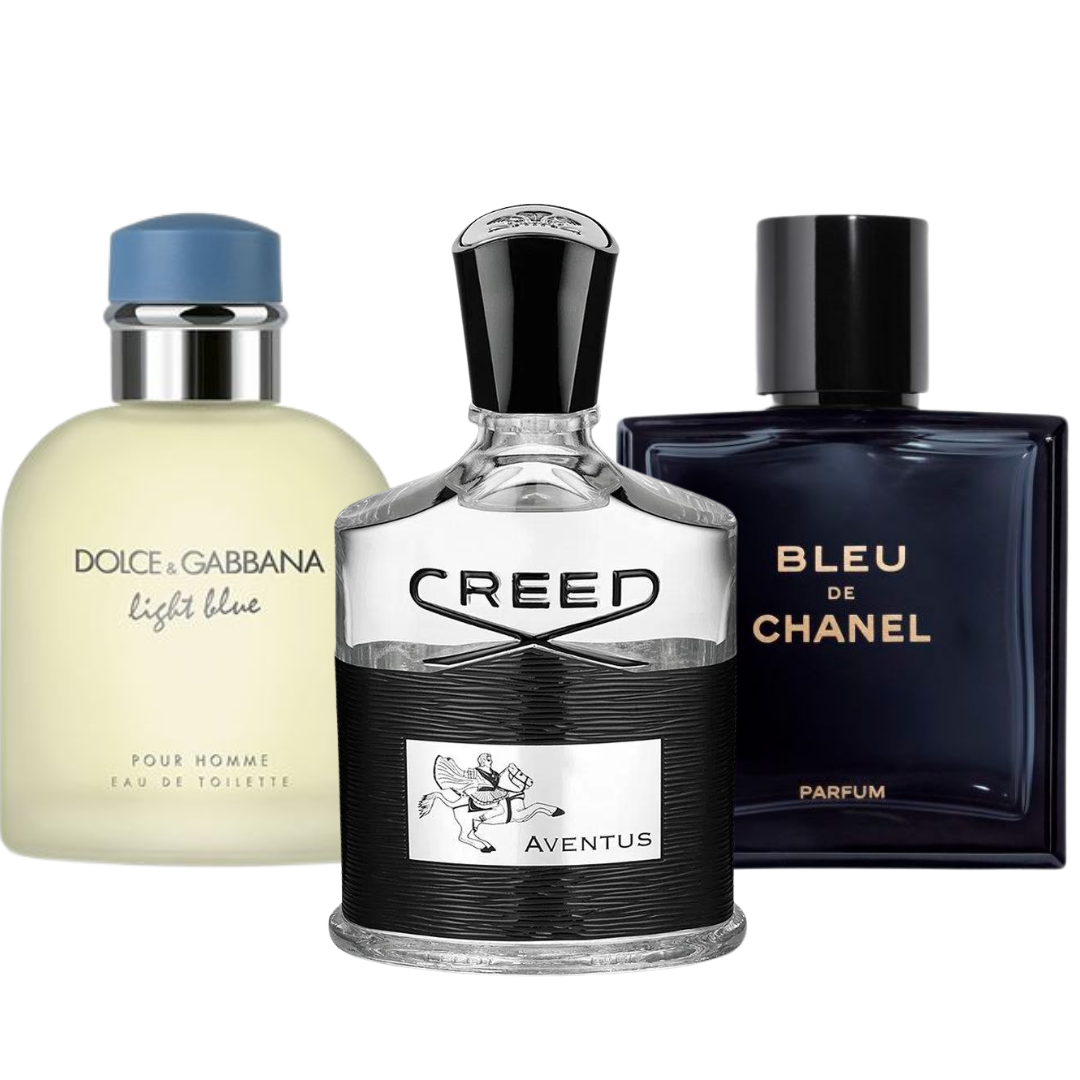 3er-Pack Parfums: BLEU DE CHANEL, CREED AVENTUS & LIGHT BLUE POUR HOMME – 100 ml